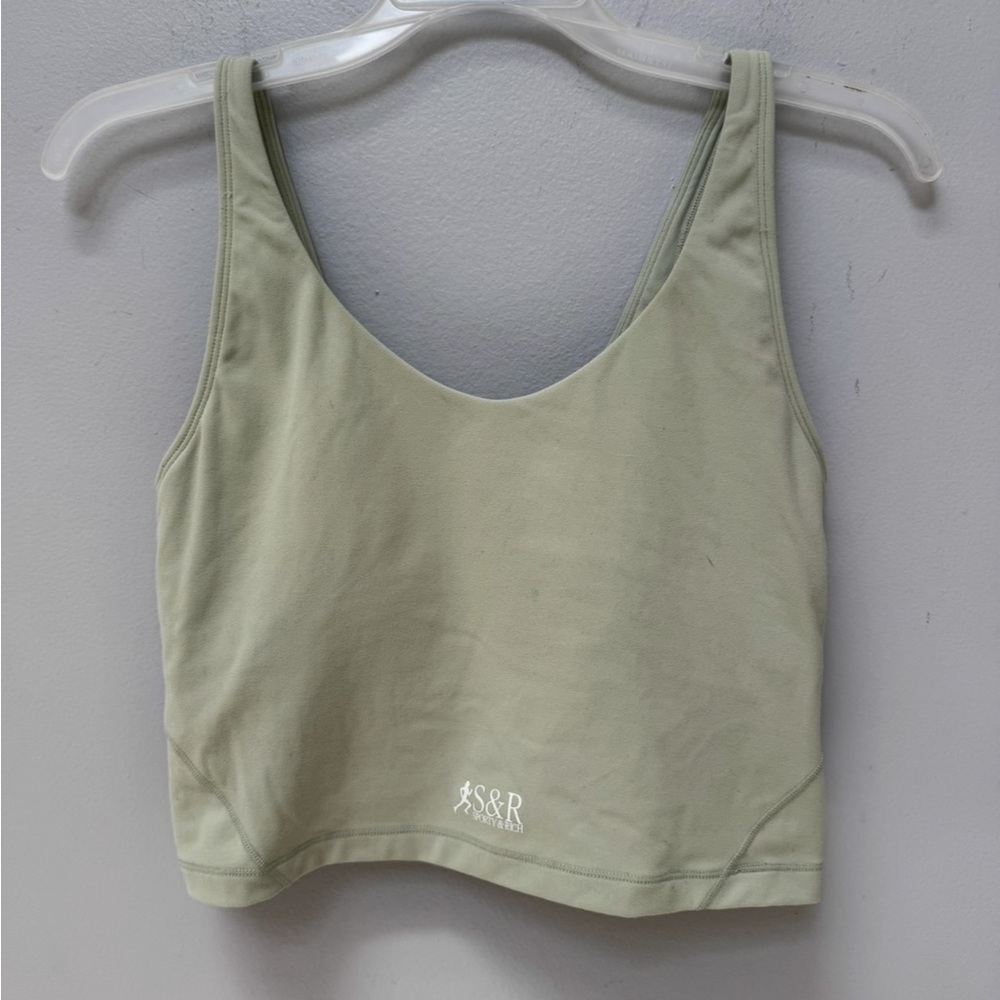 Sporty and Rich Light Green Crop Top in Medium